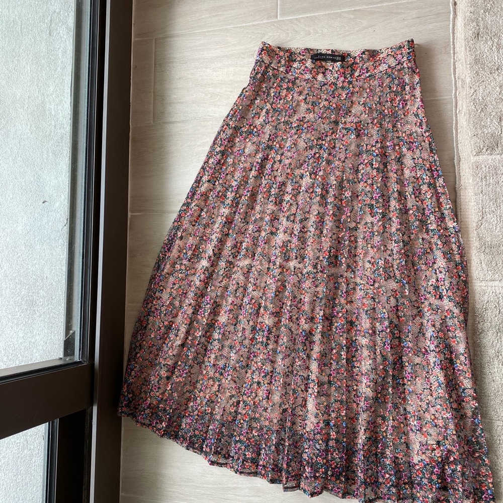 Floral Lace Midi Skirt